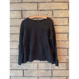 Bitte Kai Rand Black Textured Knit Long Sleeve Sweater S 100% Merino Wool